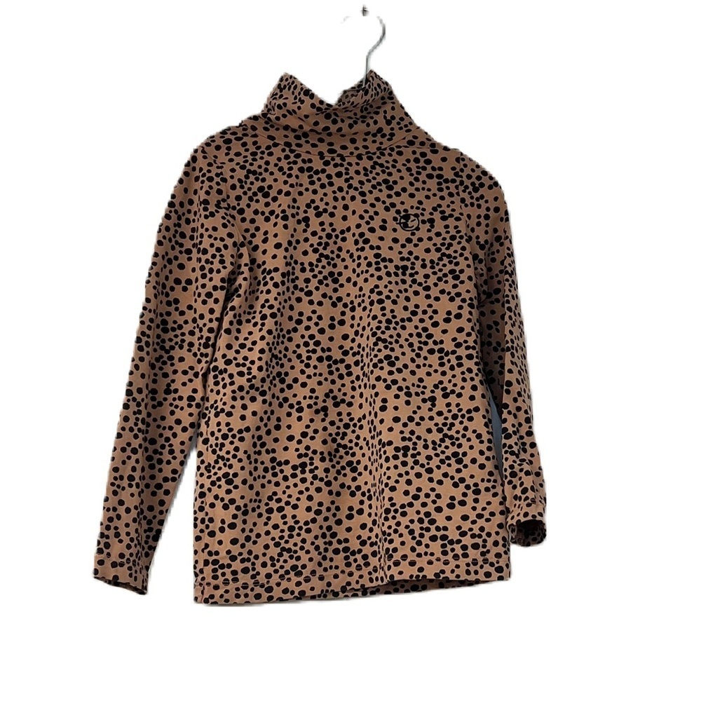 Wynken girls sz 6y dot tan black long sleeve turtleneck tee lightweight casual